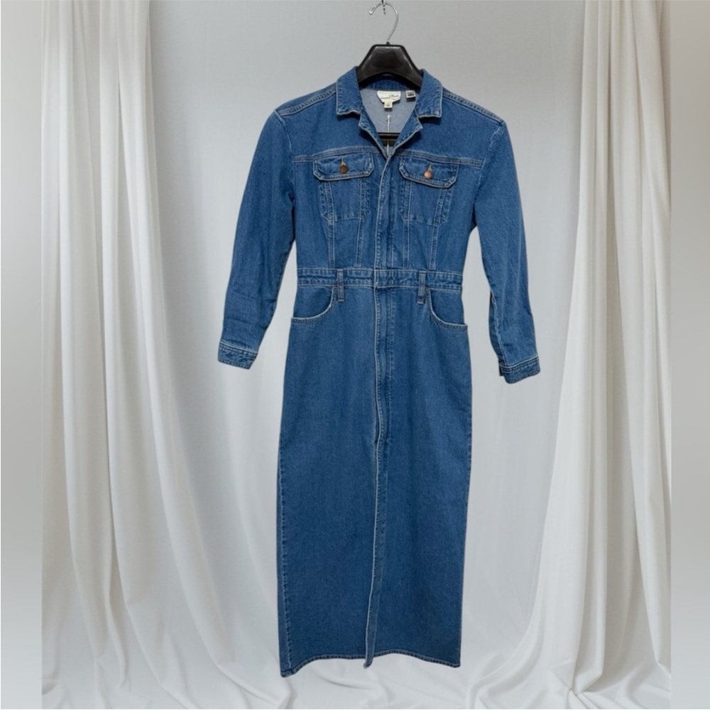 Denim Maxi Long Sleeve Shirtdress Universal Thread Medium Wash Size 6 NWT - Picture 2 of 10